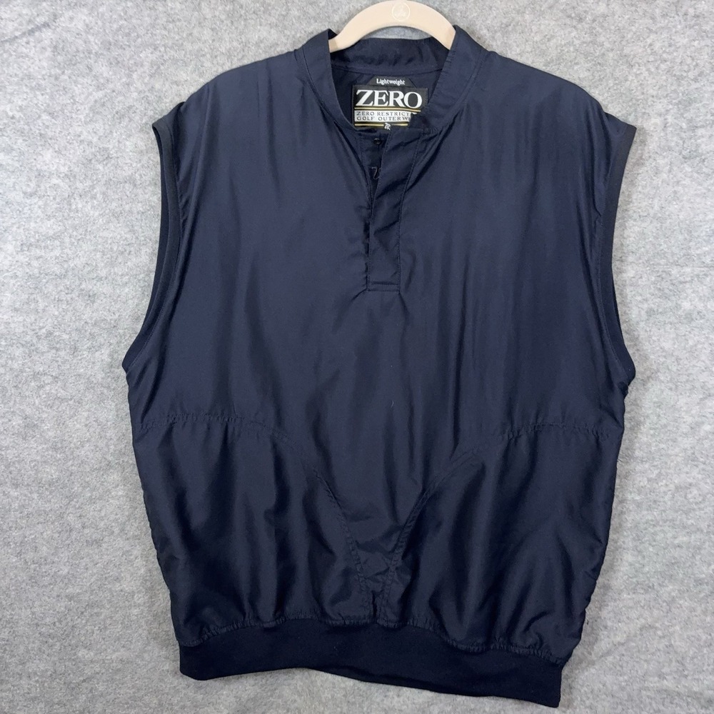 Zero Restriction Lightweight Vest Men Sz M Blue Windbreaker Pockets Golf